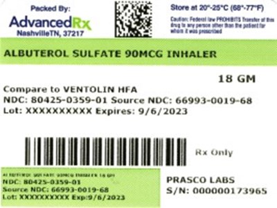 Label 1 (Albuterol Sulfate 80425 0359 01)